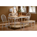 Farmhouse Rubberwood Rectangle Dining Table in Cream and Natural Two Tone Finish
