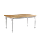 Farmhouse Rubberwood Rectangle Dining Table in Cream and Natural Two Tone Finish
