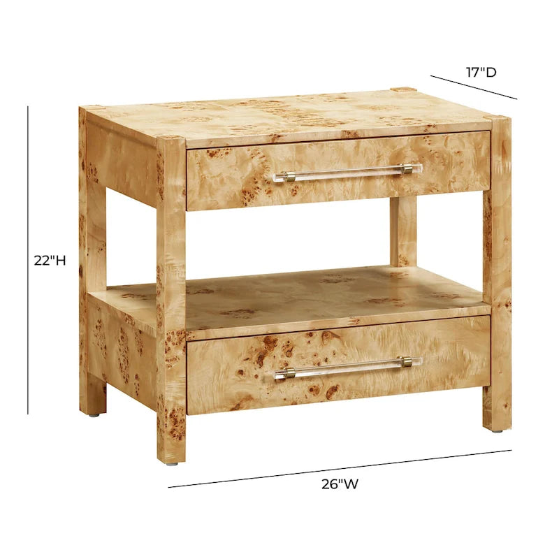 Wooden 2 Drawer Nightstand
