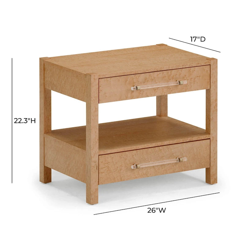 Wooden 2 Drawer Nightstand