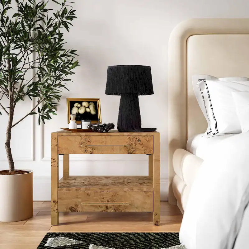 Wooden 2 Drawer Nightstand