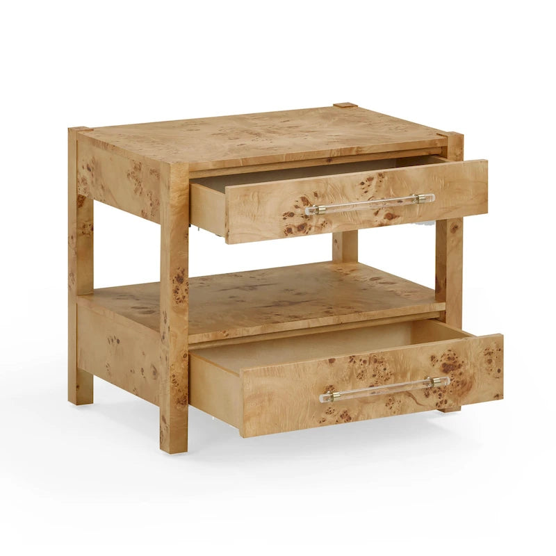 Wooden 2 Drawer Nightstand