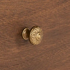 Mahogany 3-Drawer Wood Nightstand with Antique Brass Knobs and Bun Feet