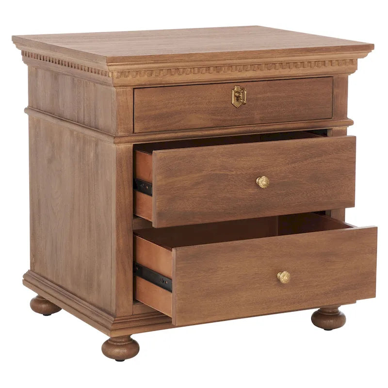 3-Drawer Wood Nightstand