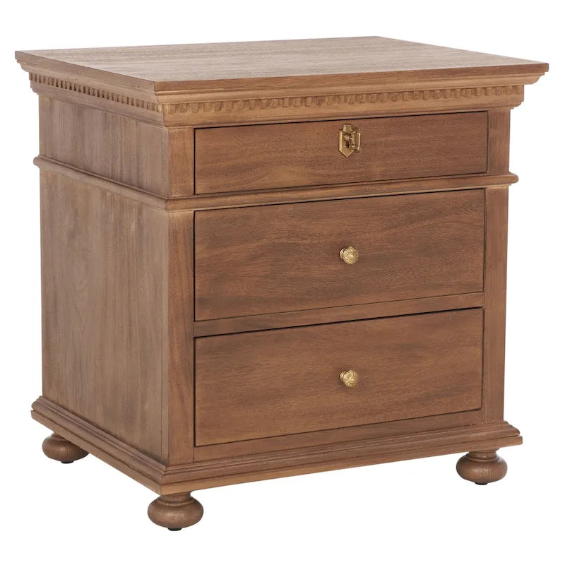 3-Drawer Wood Nightstand