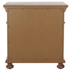 Mahogany 3-Drawer Wood Nightstand with Antique Brass Knobs and Bun Feet