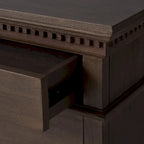 Mahogany 3-Drawer Wood Nightstand with Antique Brass Knobs and Bun Feet