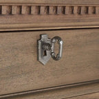 Mahogany 3-Drawer Wood Nightstand with Antique Brass Knobs and Bun Feet