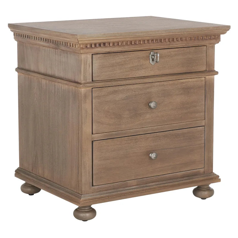 3-Drawer Wood Nightstand
