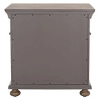 Mahogany 3-Drawer Wood Nightstand with Antique Brass Knobs and Bun Feet