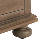 Mahogany 3-Drawer Wood Nightstand with Antique Brass Knobs and Bun Feet