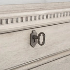 Mahogany 3-Drawer Wood Nightstand with Antique Brass Knobs and Bun Feet