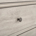 Mahogany 3-Drawer Wood Nightstand with Antique Brass Knobs and Bun Feet