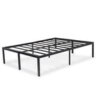 Estrutura de Cama Plataforma em Metal Preto Resistente de Tamanho Grande, 45,7 cm de Altura