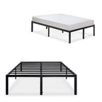 Estrutura de Cama Plataforma em Metal Preto Resistente de Tamanho Grande, 45,7 cm de Altura