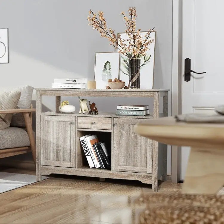 Transitional Buffet Server Sideboard with Wine Storage - 45.5 x 16 x 31.5 (L x W x H)