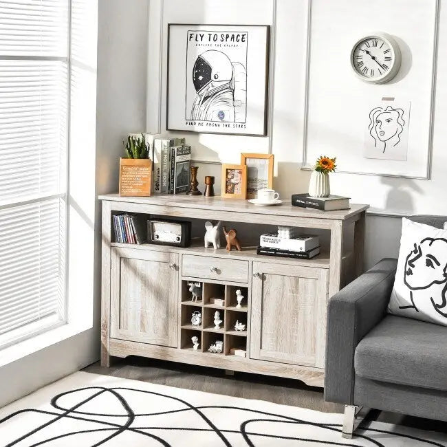 Transitional Buffet Server Sideboard with Wine Storage - 45.5 x 16 x 31.5 (L x W x H)