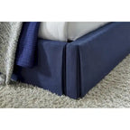 Upholstered Skirted Storage Panel Bed with Footboard Drawer