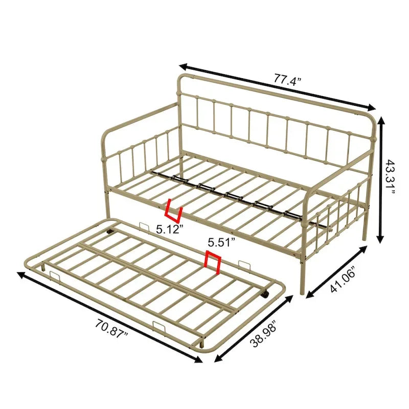 Metal Frame Daybed with trundle