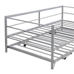 Cama de Dia de Metal Industrial Tamanho Twin com Cama Auxiliar Ajustável Elevatória e Reforçada