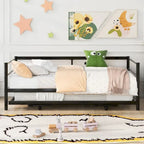 Cama de Dia de Metal Industrial Tamanho Twin com Cama Auxiliar Ajustável Elevatória e Reforçada