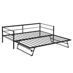 Cama de Dia de Metal Industrial Tamanho Twin com Cama Auxiliar Ajustável Elevatória e Reforçada