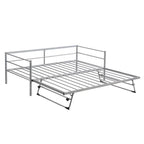 Cama de Dia de Metal Industrial Tamanho Twin com Cama Auxiliar Ajustável Elevatória e Reforçada