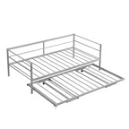 Cama de Dia de Metal Industrial Tamanho Twin com Cama Auxiliar Ajustável Elevatória e Reforçada