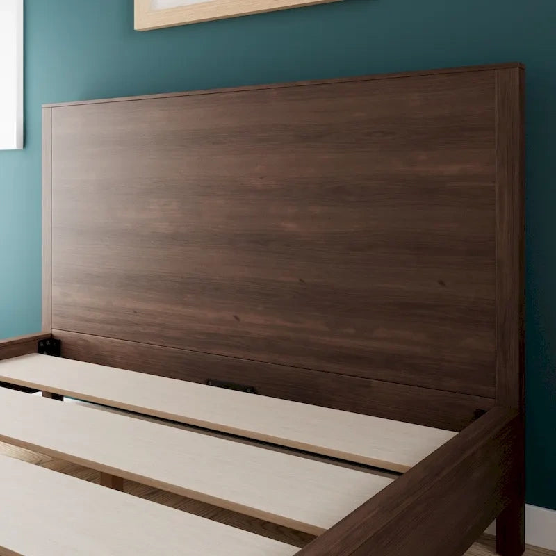 Wood Platform Bed with Headboard