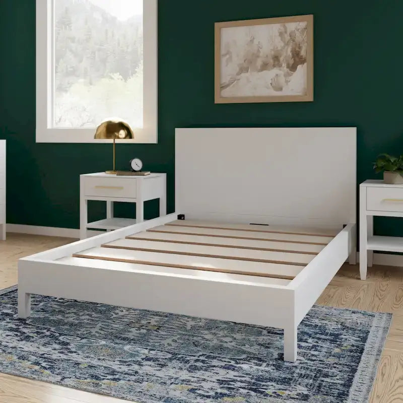 Wood Platform Bed with Headboard