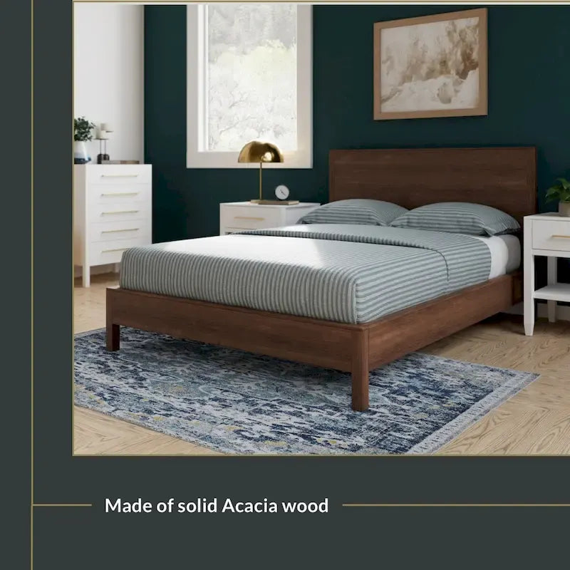 Wood Platform Bed with Headboard