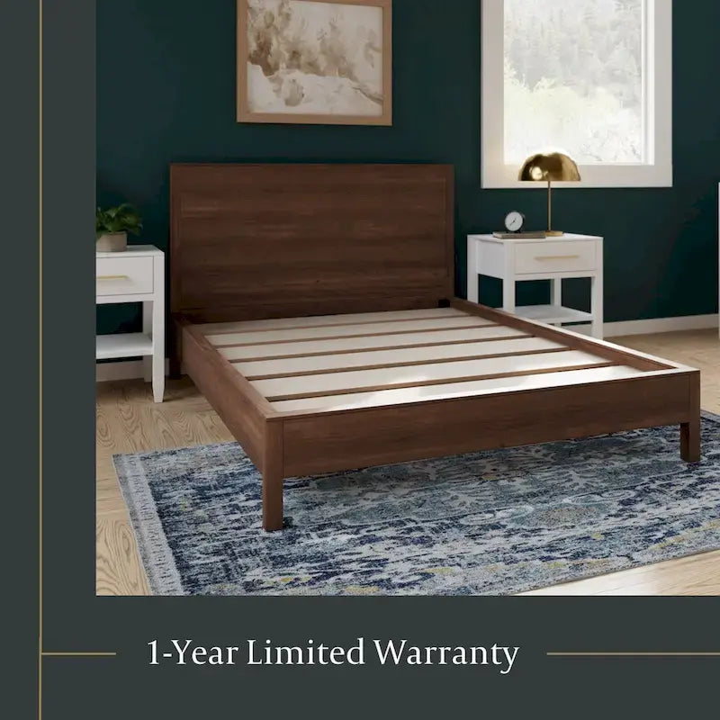 Wood Platform Bed with Headboard