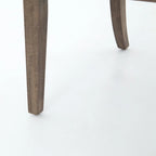 Curved Hardwood Dining Chairs with Grey Leather Upholstery