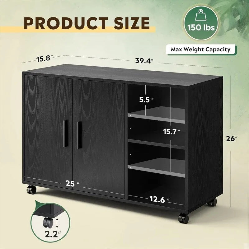 Lateral Printer Cabinet for Office Supplies - 15.8D x 39.4W x 25.7H