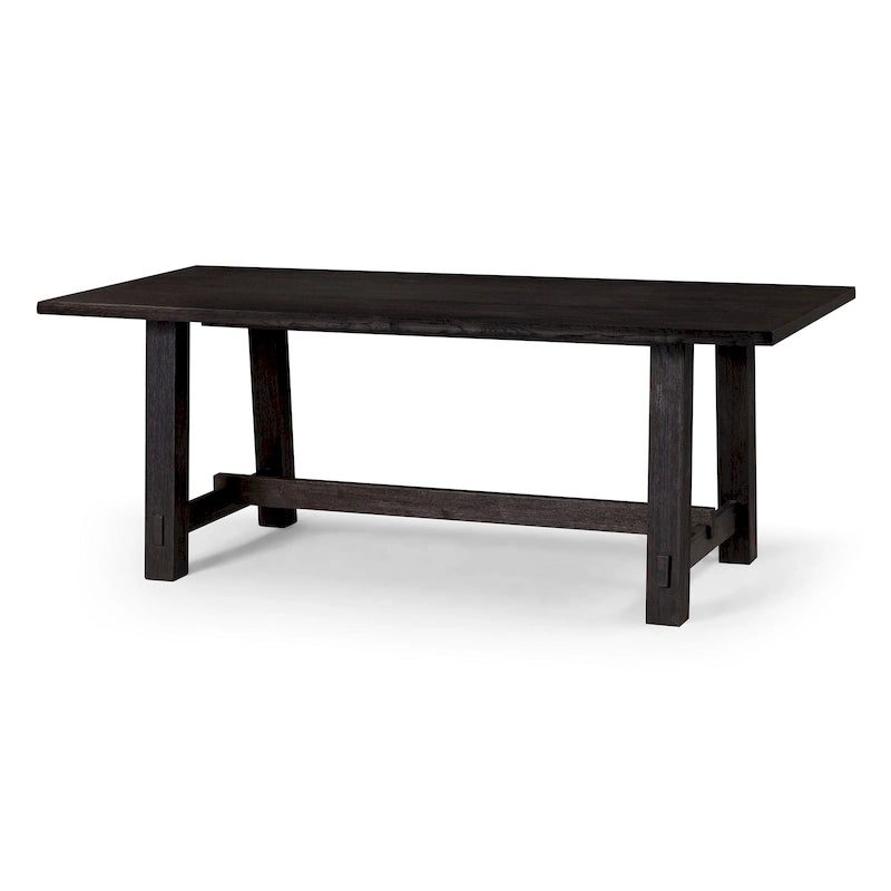 Rectangular Solid Wood Dining Table in Weathered Black Finish 78.75 Inches