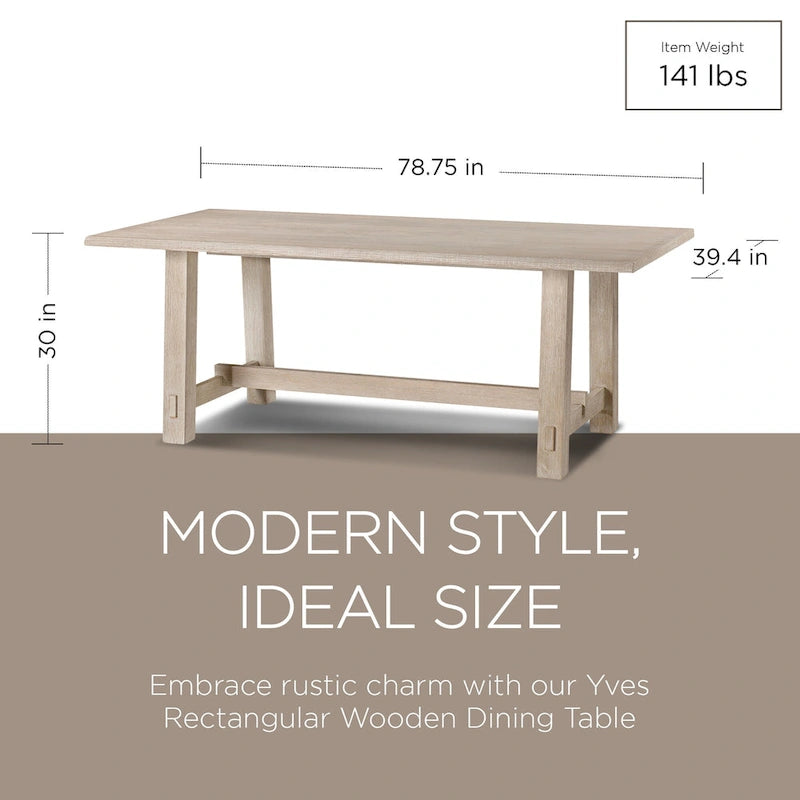 Rectangular Wooden Dining Table in Weathered Black Finish