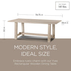 Rectangular Solid Wood Dining Table in Weathered Black Finish 78.75 Inches