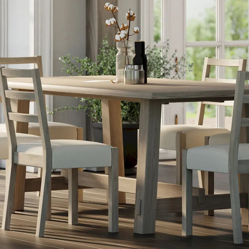 Rectangular Wooden Dining Table in Weathered Black Finish