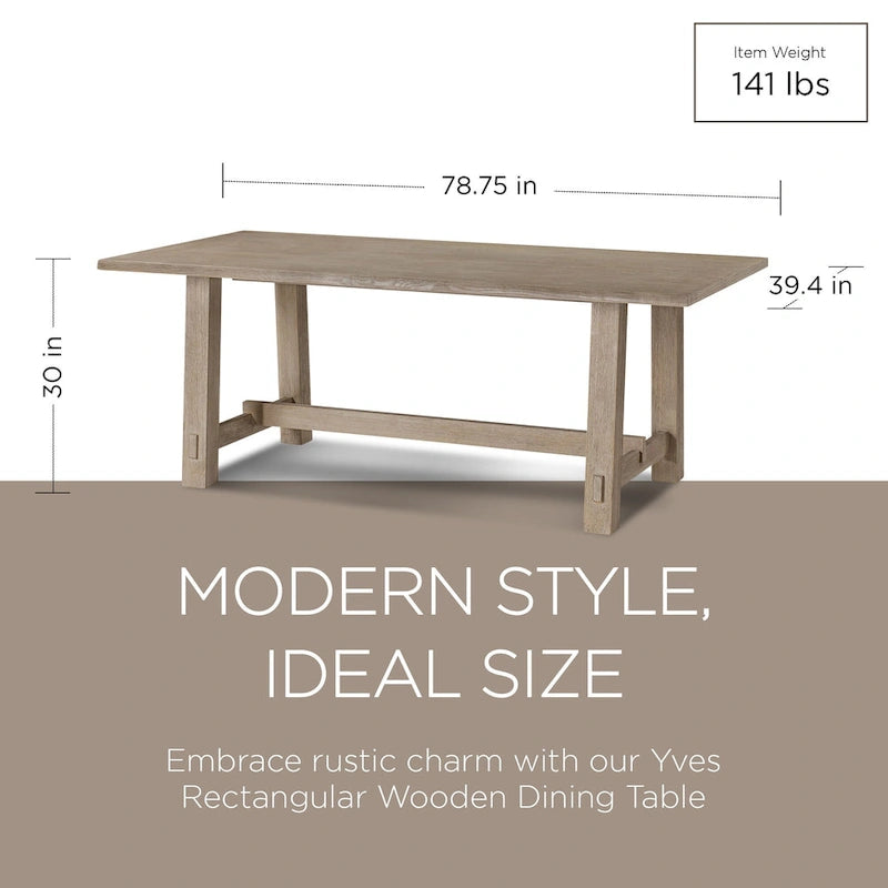 Rectangular Wooden Dining Table in Weathered Black Finish