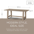 Rectangular Solid Wood Dining Table in Weathered Black Finish 78.75 Inches