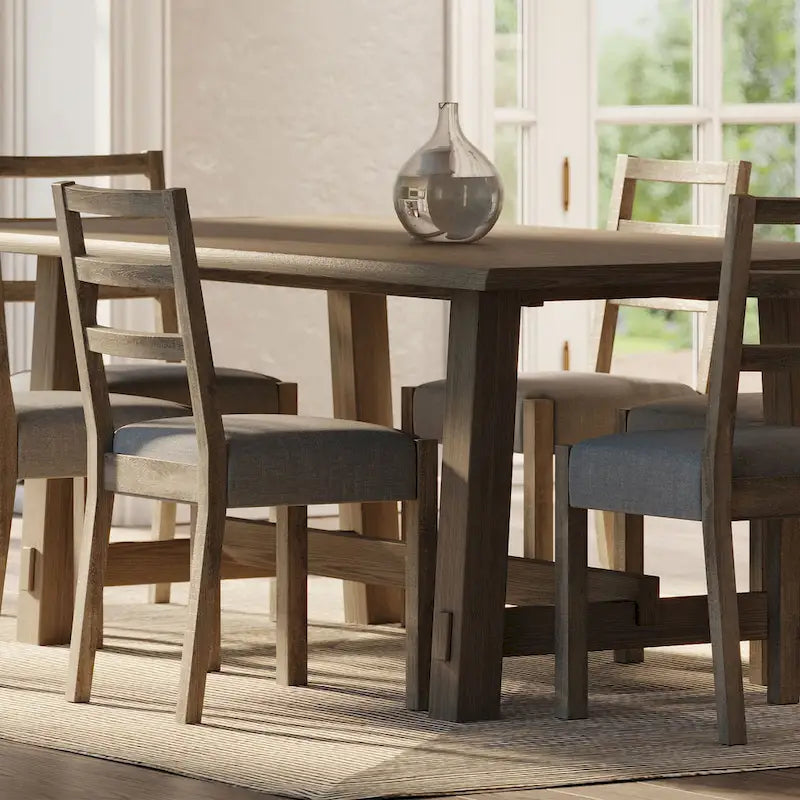 Rectangular Wooden Dining Table in Weathered Black Finish