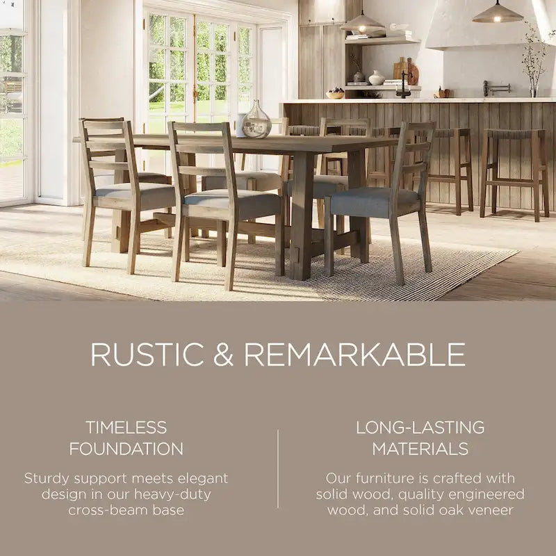 Rectangular Wooden Dining Table in Weathered Black Finish