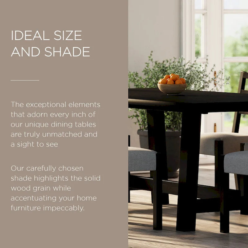 Rectangular Wooden Dining Table in Weathered Black Finish