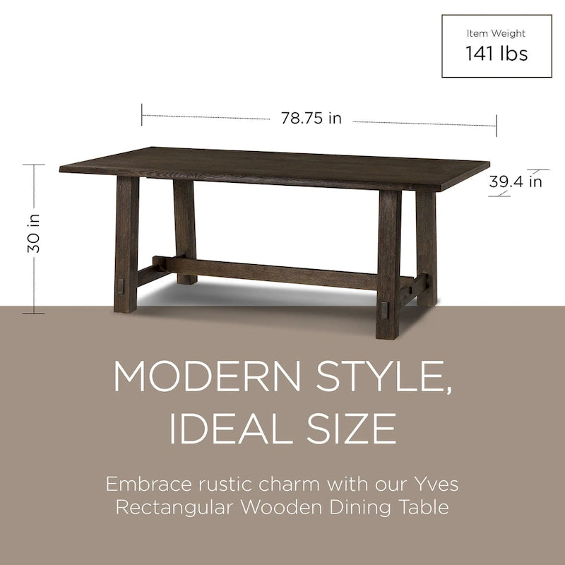 Rectangular Wooden Dining Table in Weathered Black Finish