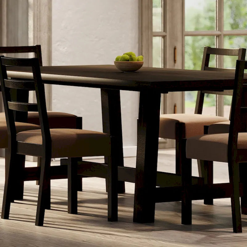 Rectangular Wooden Dining Table in Weathered Black Finish