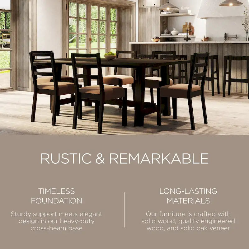 Rectangular Wooden Dining Table in Weathered Black Finish