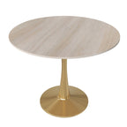 Round Dining Table with Sintered Stone Top and Steel Pedestal