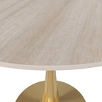 Round Dining Table with Sintered Stone Top and Steel Pedestal