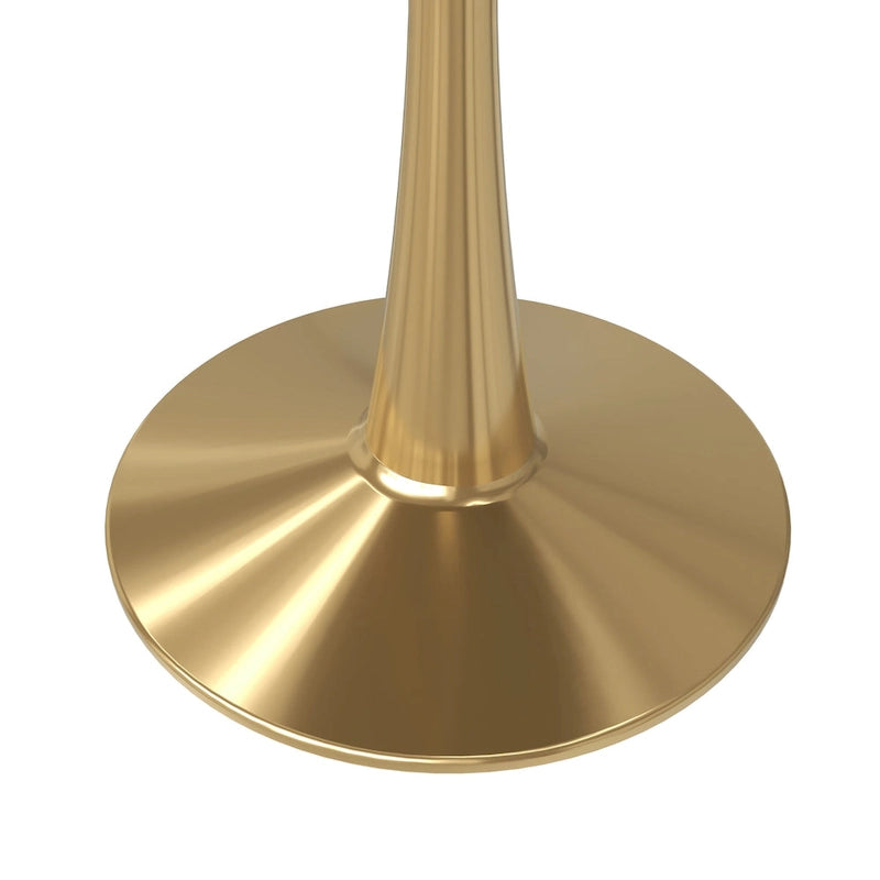 31 Round Dining Table for 4 with Sintered Stone Tabletop in Gold Steel Base for Kitchen & Dining Room