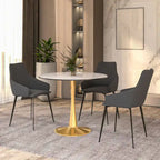 Round Dining Table with Sintered Stone Top and Steel Pedestal